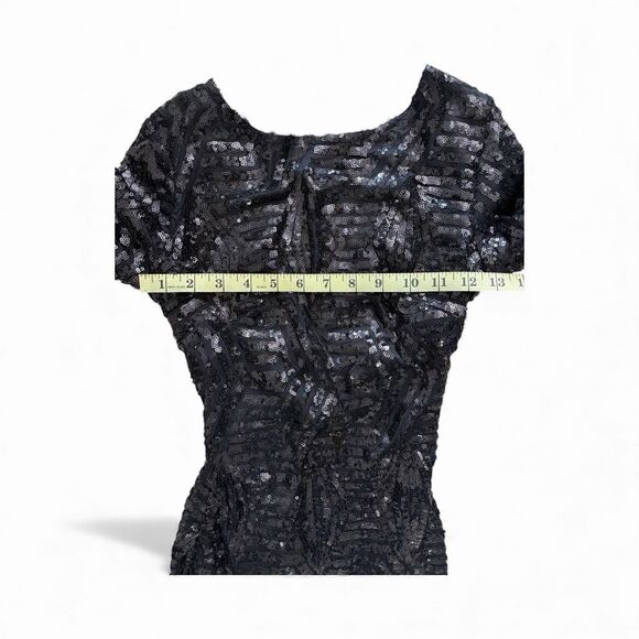 Black Sequin Long Sleeve Evening Gown Women’s Small Elegant Formal Dress - Picture 8 of 12
